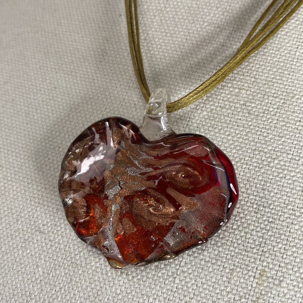 Glass Abstract Style Heart Pendant Necklace